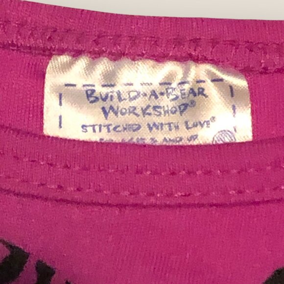 Build-A-Bear Workshop Pink & Purple Heart Leopard Print Shirt BABW - Picture 3 of 3